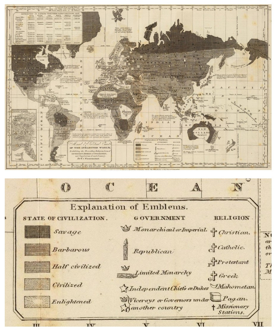 1821년 미국에서 만들어진 '문명화' 측정 지도 이미지 #1